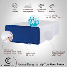 Load image into Gallery viewer, Cube Pillow with Adjustable Memory Foam for Side Sleepers