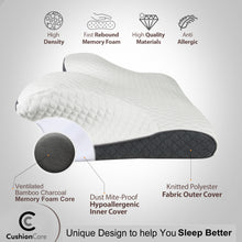 Load image into Gallery viewer, Bamboo Charcoal Contoured Cervical Neck Pillow