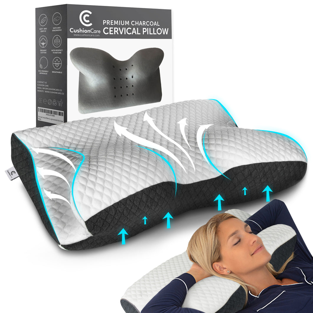 Bamboo Charcoal Contoured Cervical Neck Pillow