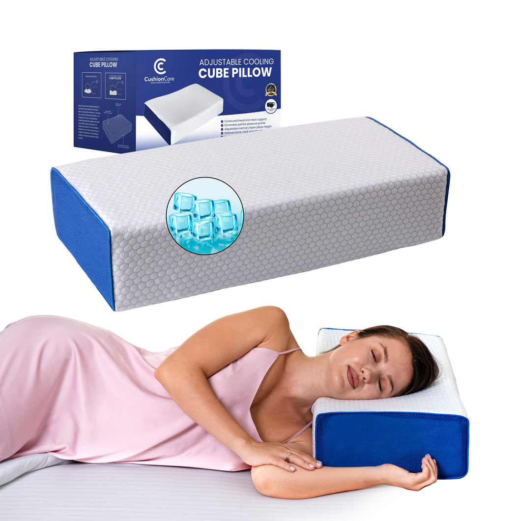 Cube Pillow with Adjustable Memory Foam for Side Sleepers