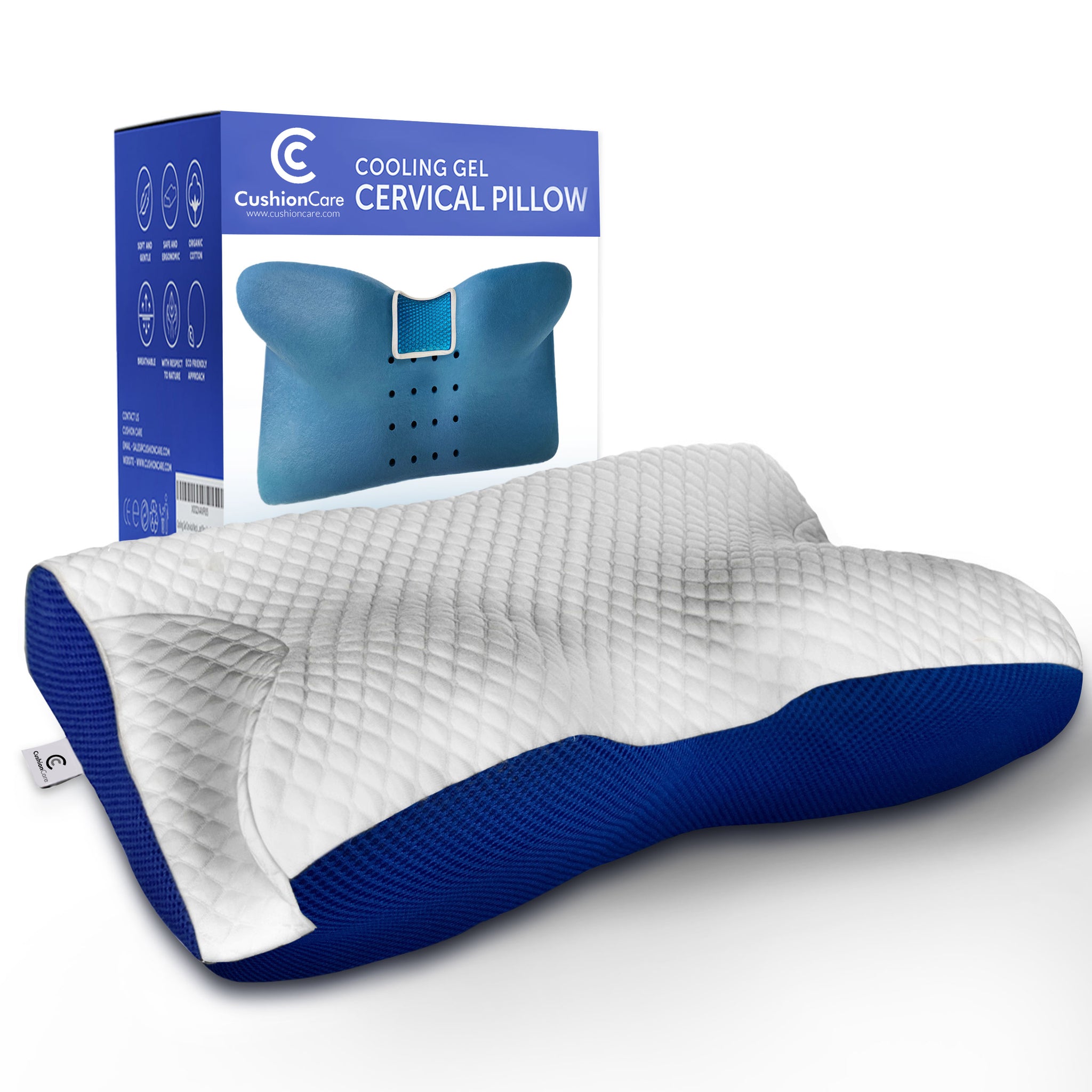 Cooling Gel Contoured Cervical Neck Pillow – CushionCare